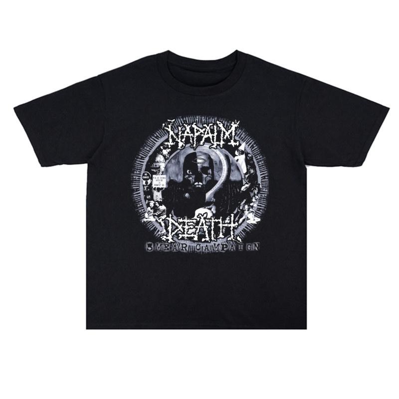 2025 Sommar Rock Napalm Death Band Tryckt Bomull Herr- och Dam T-shirt Hög Kvalitet Kortärmad Herr T-shirt