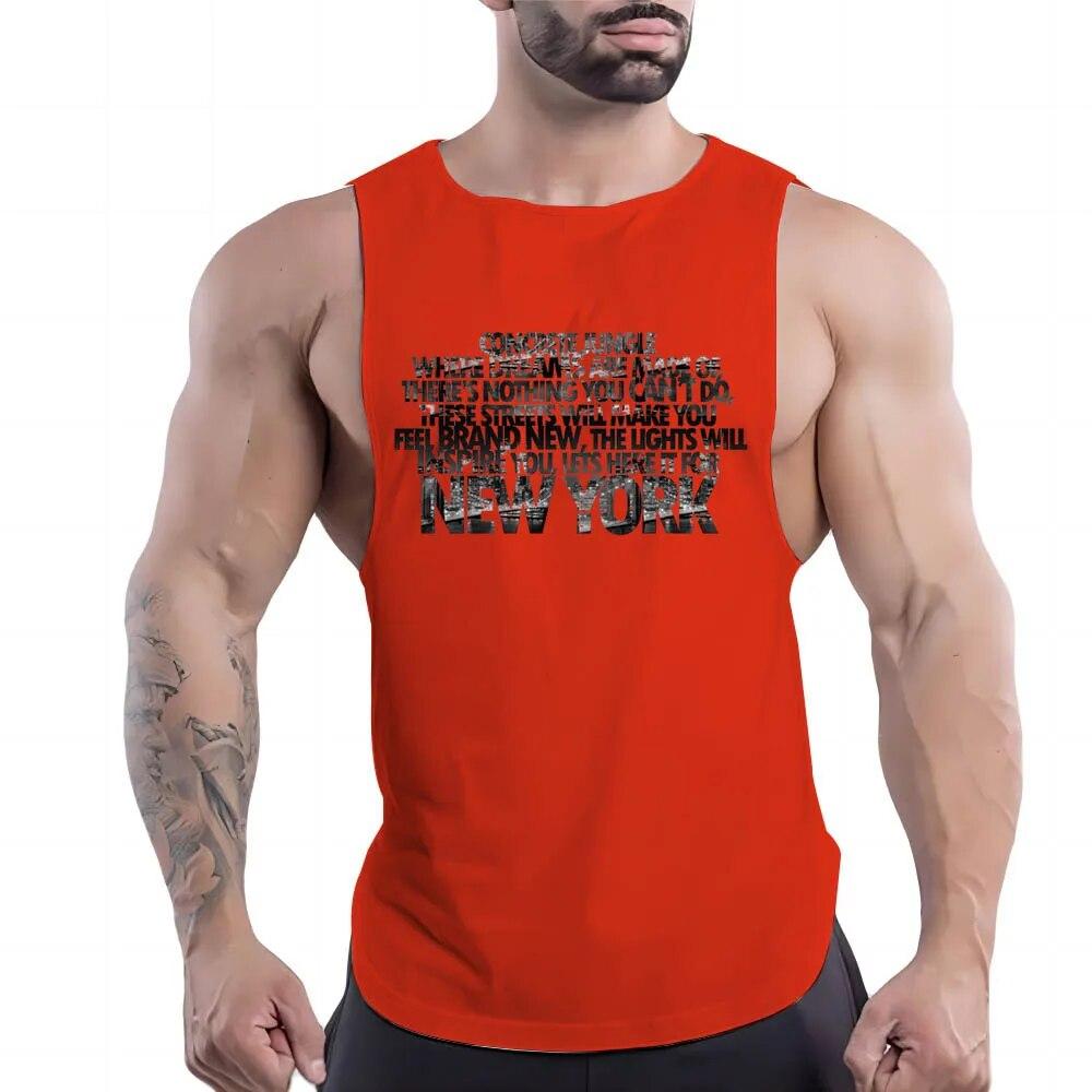 Four Seasons Herren Fitness Casual Sport Rundhalsweste Kreatives Buchstabenmuster 2D-Druck Mehrfarbig Ärmelloses Shirt