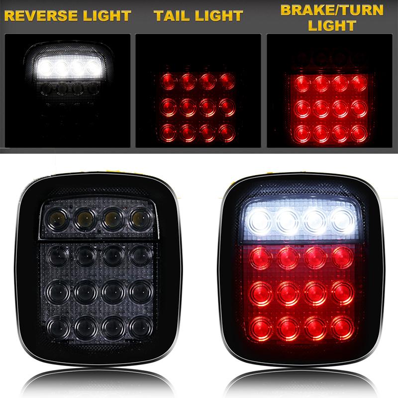 

2 шт. Автомобильные светодиодные задние фонари, дымчатый корпус, 16 светодиодных задних фонарей, стоп-сигналы, сигналы заднего хода для Jeep Wrangler YJ TJ CJ