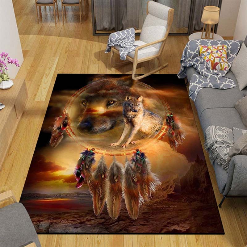 3D Wolf Carpet Forest Moon Night Floor Mats for Living Room Bedroom Entrance Door Mat Rug Non-slip Chair Mats Bathroom Carpet