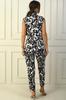 Double Breasted Ethnic Patterned Belt Detailed Crepe Satin Dabıl Jumpsuit