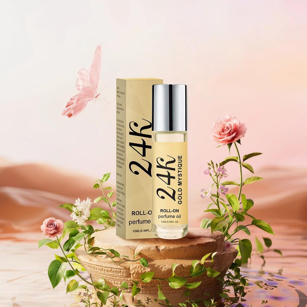 24k Golden Mysterious Ball Perfume Oil, Easy To Carry In Small Package, Lasting Aroma 10ml