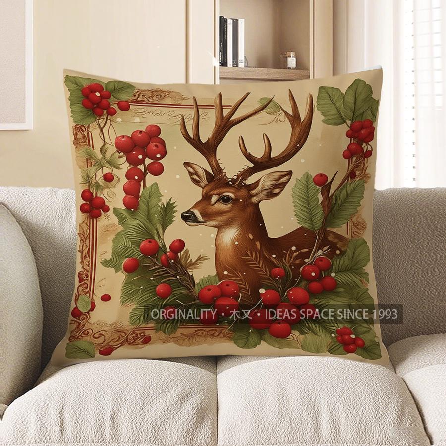 

Home Decor Two Cardinals With Berries Decorative Pillow Cover Pattern Cushion Cover Suitable For Sofa Bedroom Car Pillow Cover 40x40cm