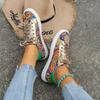 Spring 2025 New Arrival Plus Size Women's Flat Casual Shoes Floral Ethnic Style Lace-Up Front Lightweight Shoes