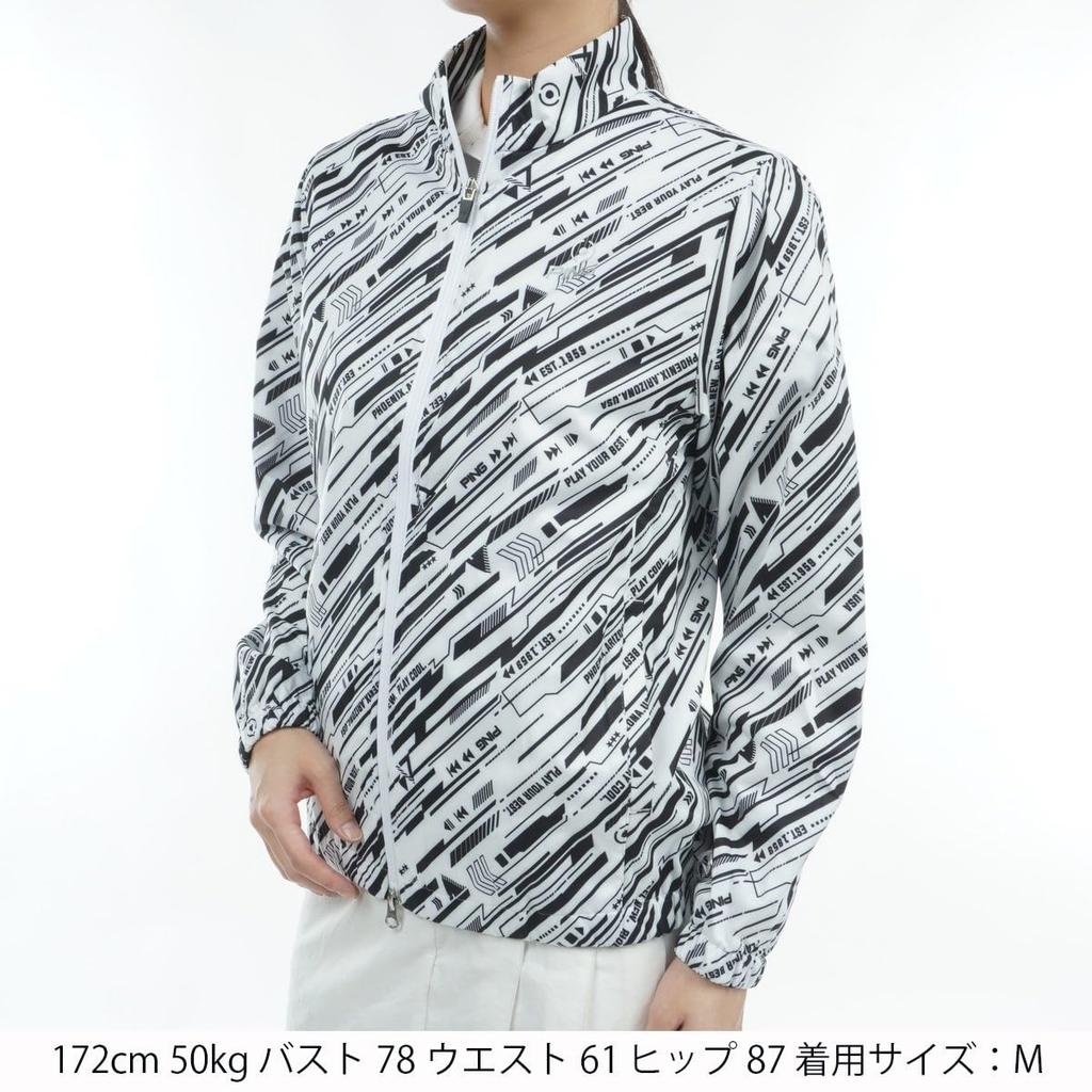 Blouson Player 360 Golf M [Pin Apparel] Women's Water-Repellent Full-Zip (Audio Pattern, Stretch) / / 622-3220802 030_White