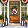Wooden 4th of July Decoration Door Wreath for Front Door Sign Star Wall Signs, Independence Day Patriotic Day Wreath Welcome Memorial Day Hanging for