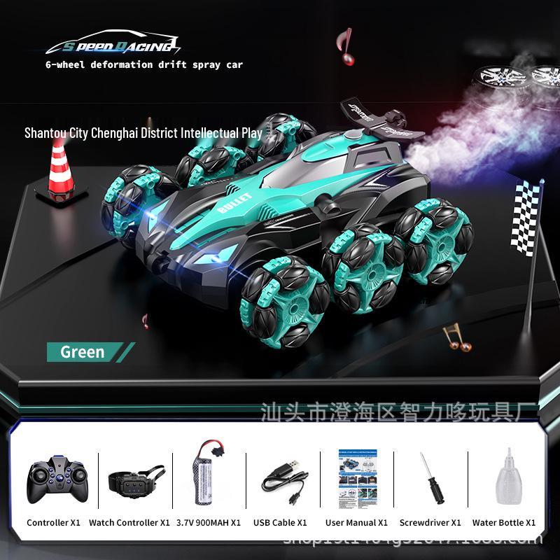 Six-Wheel Drift Stunt Remote Control Car with Music and Spray Effects – 2.4G Off-Road Climbing Vehicle Toy