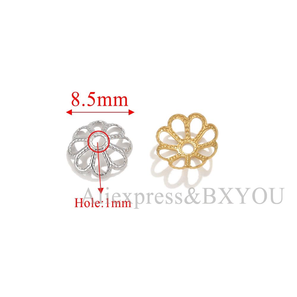 50Pcs/Lot Stainless Steel Flower Petal End Spacer Beads Caps Charms Bead Cups For Jewelry Making Supplies Findings Accessories