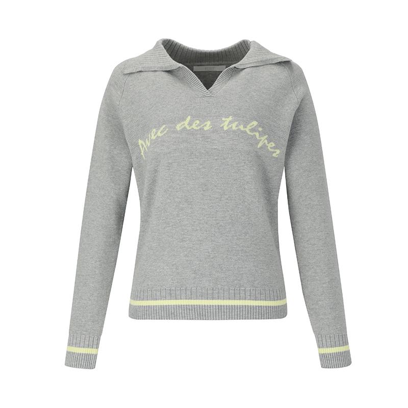 VISITINNEWYORK Open Collar Line Point Lettering Knit (Vz3Lk10)