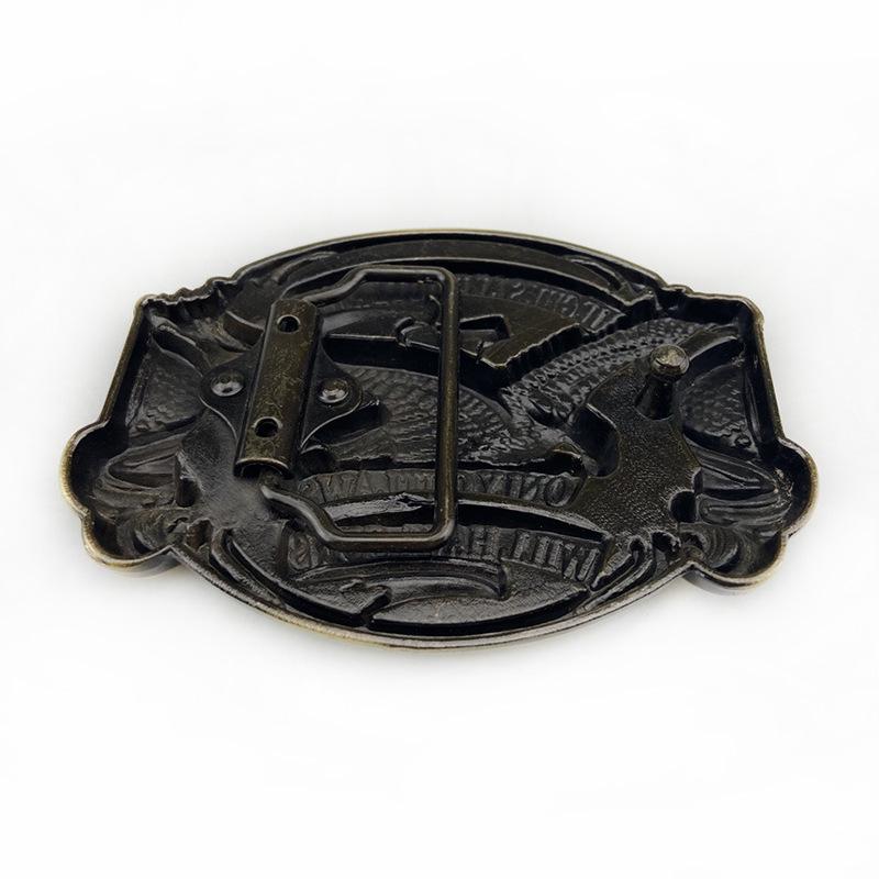 Fibbia Personalizzata in Pelle con Aquila - Design Uccello Western Cowboy