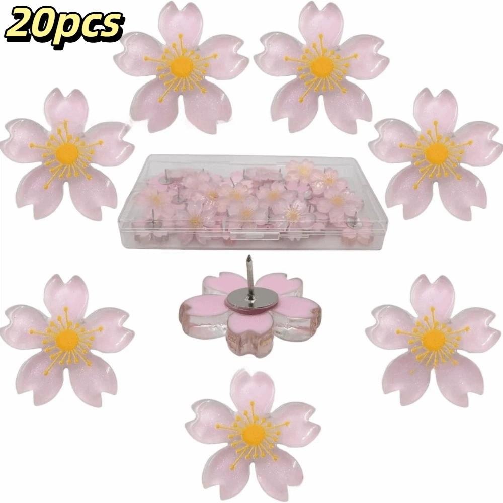 20/30pcs Cherry Blossom Shaped Cherry Blossom Thumbtacks Decorative Thumbtacks Display Board 20pcs