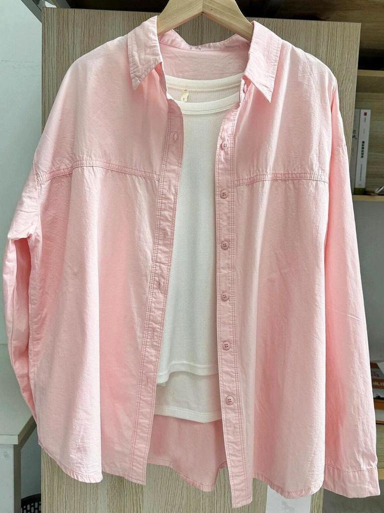 Korean-Style Pure Cotton Long-Sleeve UV Shirt - Trendy Casual Top for Men and Women, Ideal for Spring and Autumn Outdoor Wear