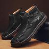 Men's Martin Boots: Autumn/Winter Zipper Casual Short Boots with Plus Size, Handmade Stitching, and Velvet Lining.