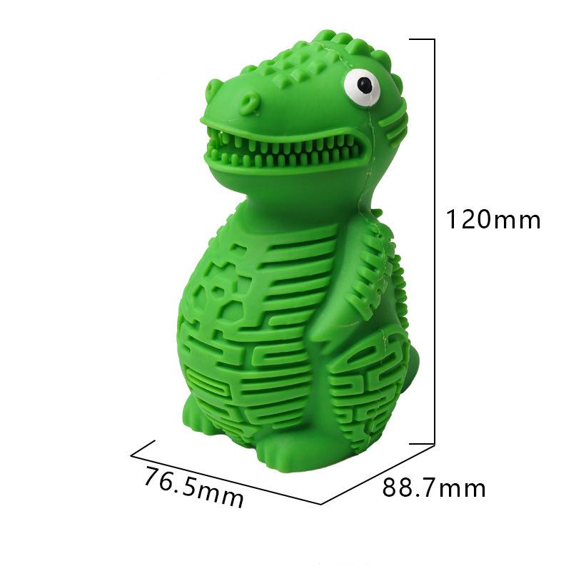 Cute Pet Puzzle Toy Treat-filling Capbbilities for Chew Durable Rubber Dinosaur Dog Teeth Cleaning Toy