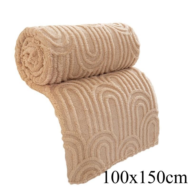 

1 шт. Двусторонний жаккардовый фланелевый плед-шаль одеяло для сна под кондиционером покрывало на диван полиэфирное волокно 100x150cm хаки