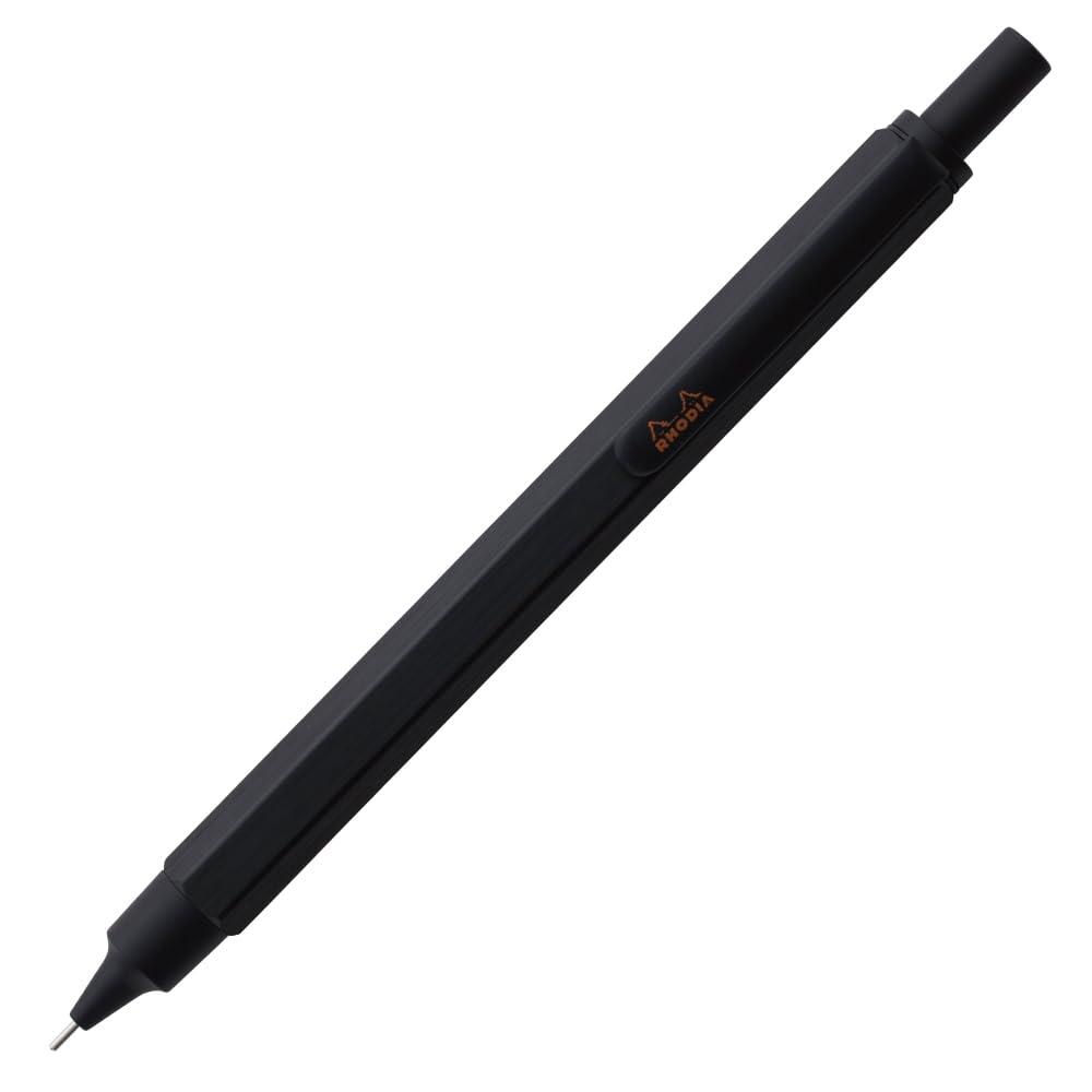Rhodia Mechanical Pencil Script Refill Hexagonal Aluminum Body with Hairline Limited Includes One Refill Lead Set, 0.5mm, Barrel, Finish, Black,