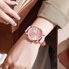 Fashionable Women's Watch with Simple Roman Dial, Quartz Watch, Women's Leather Strap Watch Necklace Earrings Ring Set