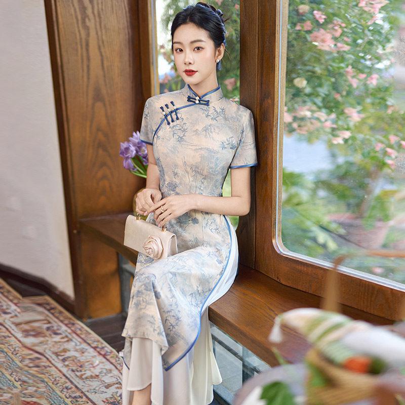 Skinny Aodai national style new Chinese cheongsam improved young 1011 new women's high-end daily dress summer