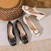 Spring and Summer New Thick Heel Square Head Shallow Mouth Medium Heel Single Shoes Women's Black Work Shoes