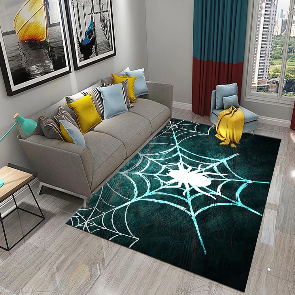 Halloween Horror Spider Web Carpet Teens Bedroom Living Room Large Decor Carpet Kitchen Bathroom Anti-Slip Door Mat Floor Mats