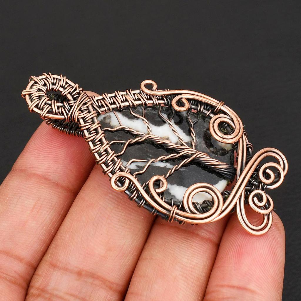 Handmade Tree of Life Copper Wire Wrapped Pendant Buffalo Turquoise Gemstone Pendant Vintage Style Jewelry for Women & Men