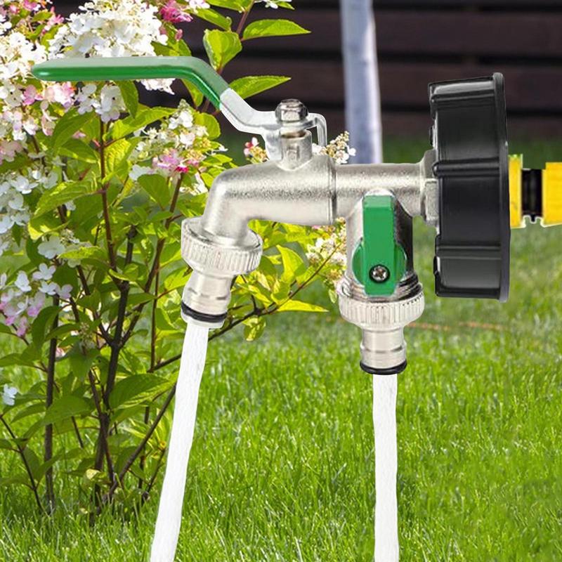 Garden Hose Splitter 2 Way Heavy Duty Hose Connector Tap Splitter With Valves Rust-Resistant Metal Irrigation Parts For Outdoor