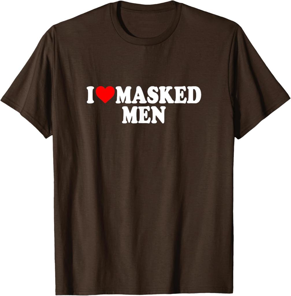 I Love Masked Men Graphic T-Shirt Funny Booktok Themed Casual Short Sleeve Crewneck Tee
