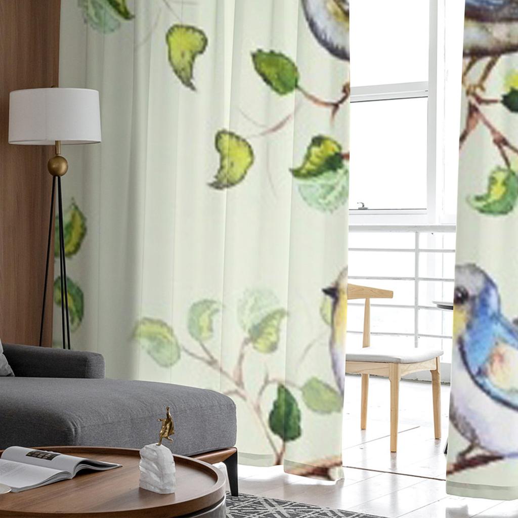 Natur Vogel Blatt Aquarell Transparenter Vorhang für Wohnzimmer Schlafzimmer Voile Vorhänge für Fenster Organza Vorhänge Party Tüll Vorhänge