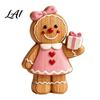 Christmas Gingerbread Man Ornaments Cartoon Wooden Ornament Double-sided Printed Desktop Tabletop Figurines Holiday Decor Decorative Craft for Home