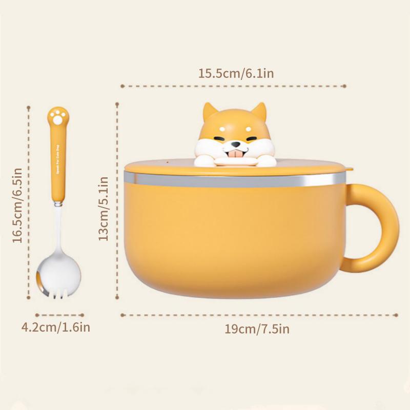 Stainless Steel Instant Noodle Bowl With Lid 1000ml Wide Mouth Food Container for Student Dormitory Fast Heating Meal