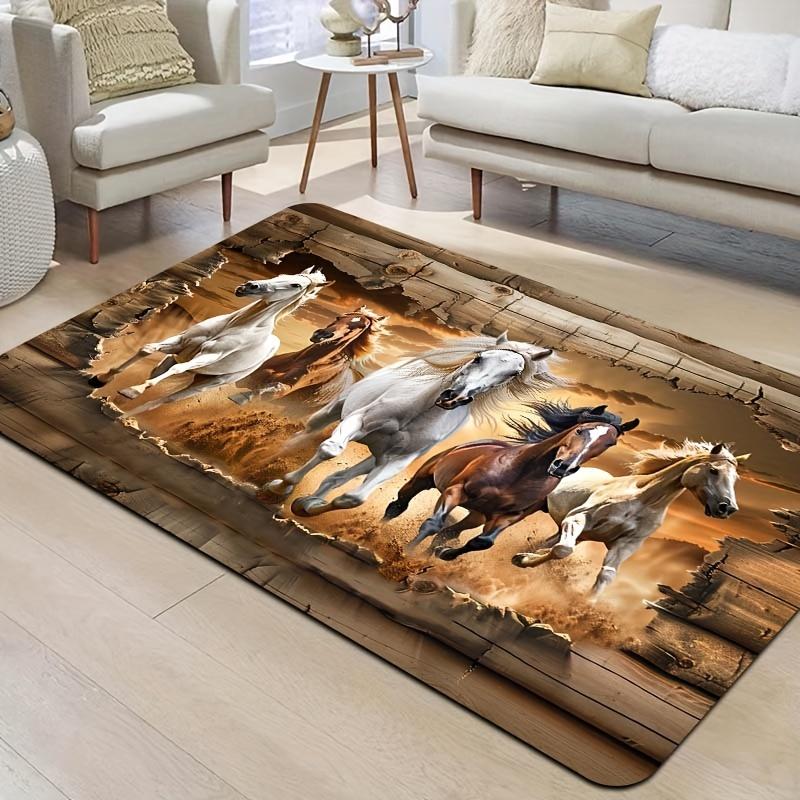VIKAMA Galloping Horse Wall-Breaking Printed Rug Living Room & Bedroom Rug Indoor Doormat Machine Washable Home Decor