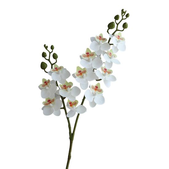 Artificial Moth Orchids 2 Fork Realistic Fake Silk Flower Wedding Party Home Office Table Centerpiece Faux Phalaenopsis Floral Branch Decoration