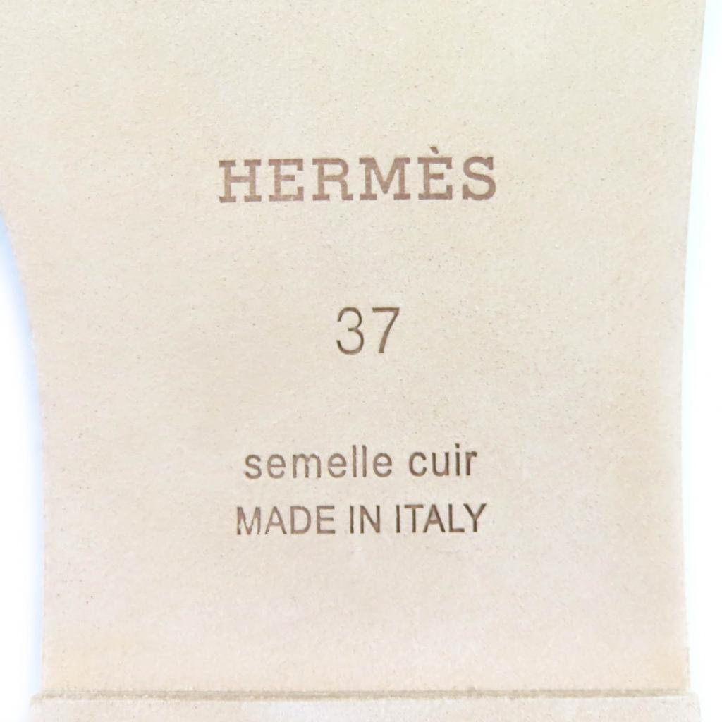 Pristine HERMES Mule Oran H logo leather flat sandals leather Women 37 Used