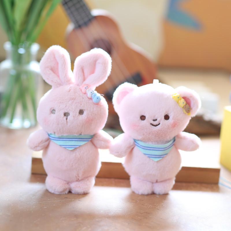 Cute Bunny Plush Keychain Ultra-soft Short Plush Stuffed Animal Backpack Accessory