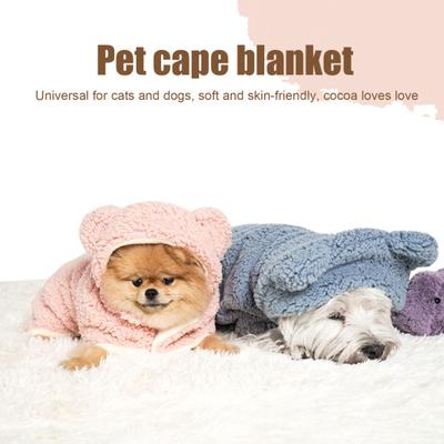 Pet Cape Blanket Winter Fleece Warm Dog Robe with Hood Cat Cold