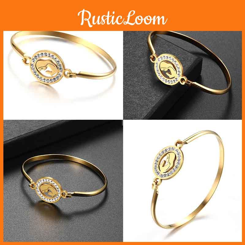 Exquisite Gold Plated Simple Cuff Bangle With Shimmering Rhinestones Jewelry Piece