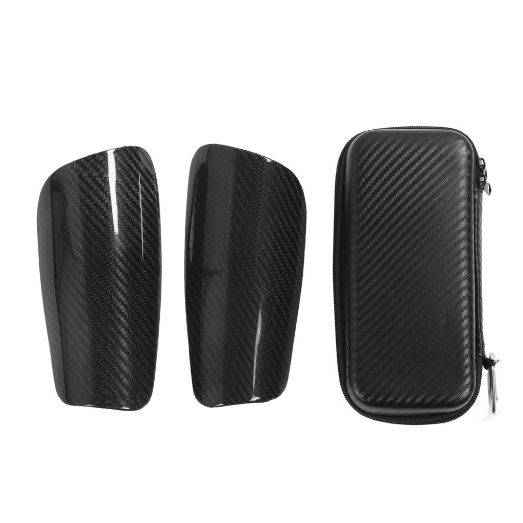 1Pair Soccer Shin Guard Carbon Fiber Shin Pads with Storage Bag Light Weight Protective Soccer Equipment for Kids