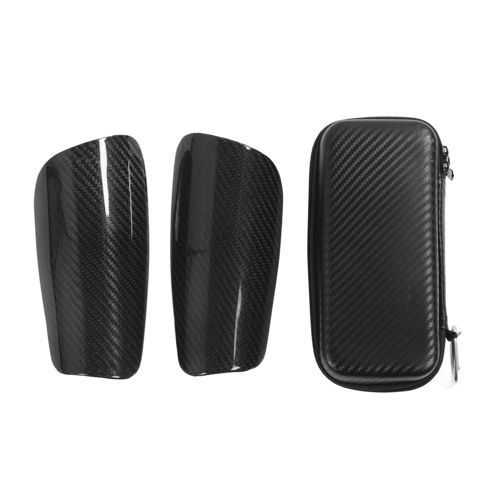 Neoglint Black 1Pair Soccer Shin Guard Carbon Fiber Shin Pads With Storage Bag Light Weight Protective Soccer Equipment For Kids
