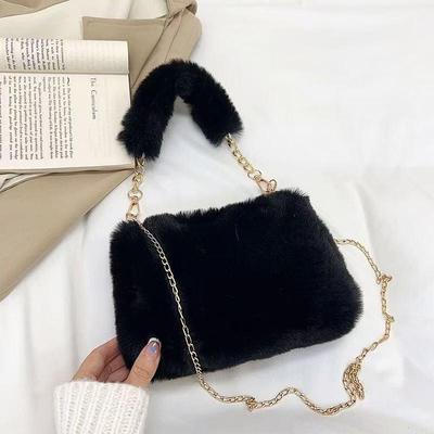 Bolso Bandolera de Felpa con Cadena - Versátil y Elegante