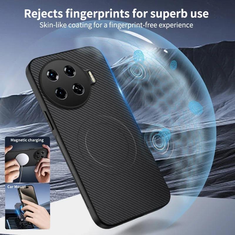 Magnetic Silicone Case For Tecno Spark 20 Pro Plus 20C 4G Wireless Charging Carbon Fiber PU Anti-Drop Soft Cover Phone Cases