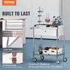 Medical Cart, 2 Layers Stainless Steel Cart 220 lbs Weight Capacity, Lab Utility Cart with 360° Silent Wheels and a Drawer for Lab, Clinic, Kitchen,