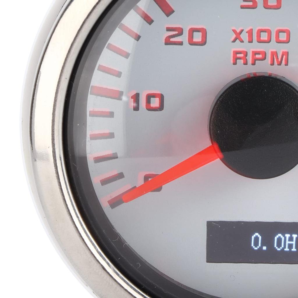 Pointer Tachometer, Boat Tachometer, 52mm ABS Stainless Steel RPM Gauge, IP67 Waterproof for 1-8 Cylinder Motorcycles, Gasoline Cars, and Boats