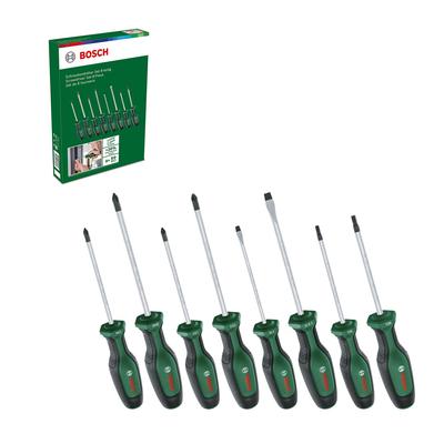 Bosch Set Di Cacciaviti Da 8 8 Acciaio Rivestimento Punta Magnetica Pezzi, Cacciaviti, S2, Softgrip,