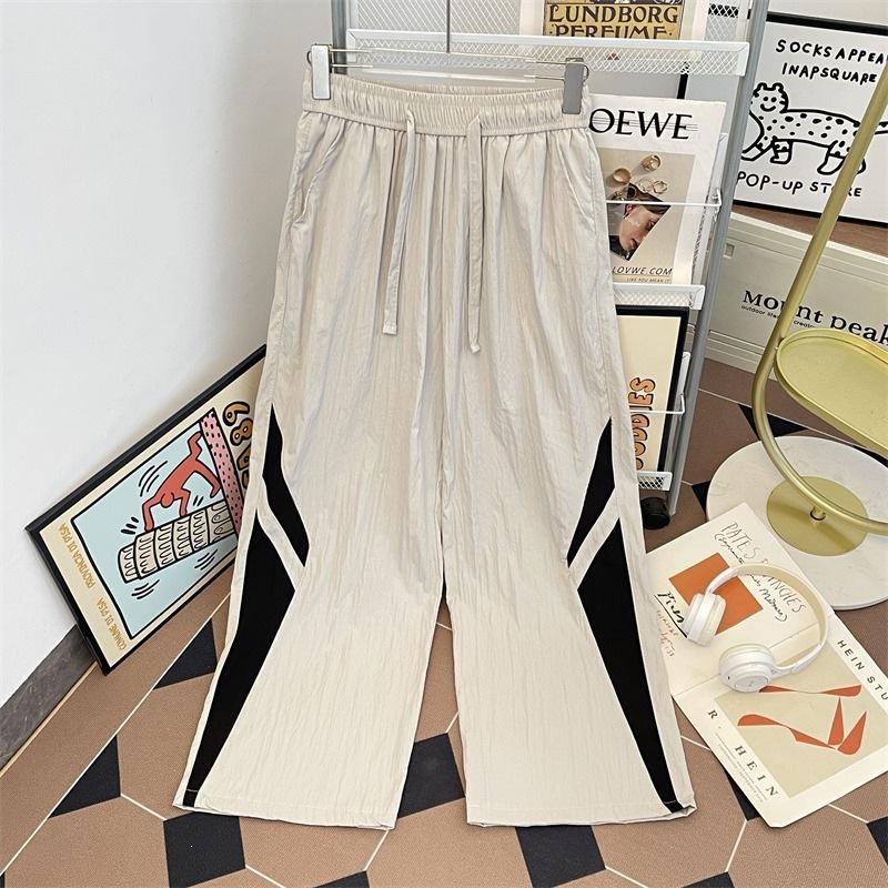 American striped quick-drying paratrooper pants men's and women's summer thin contrasting color splicing wide-leg loose breathable casual floor pants