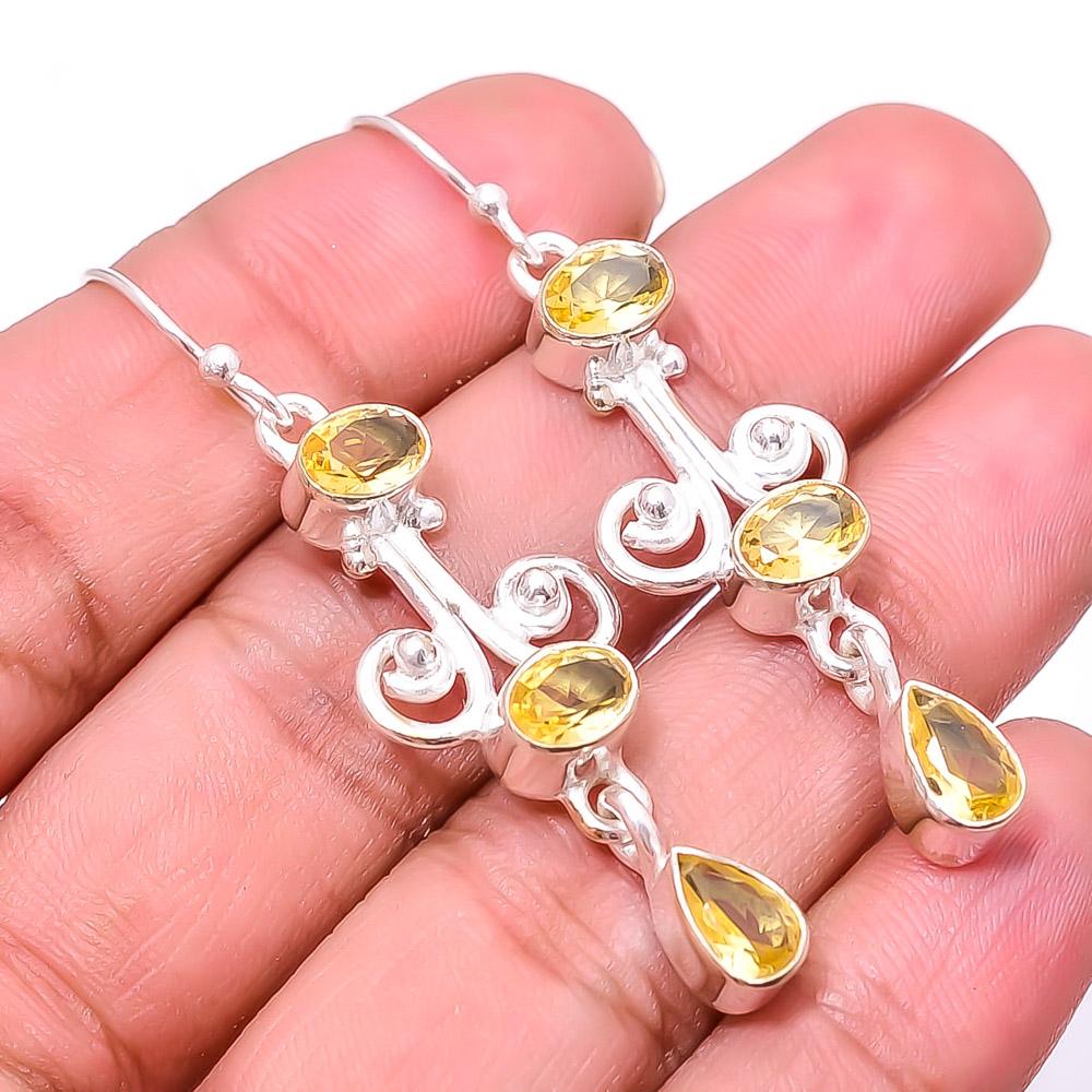 

Citrine Multi Collet 925 Sterling Silver Earring 2.15 E9