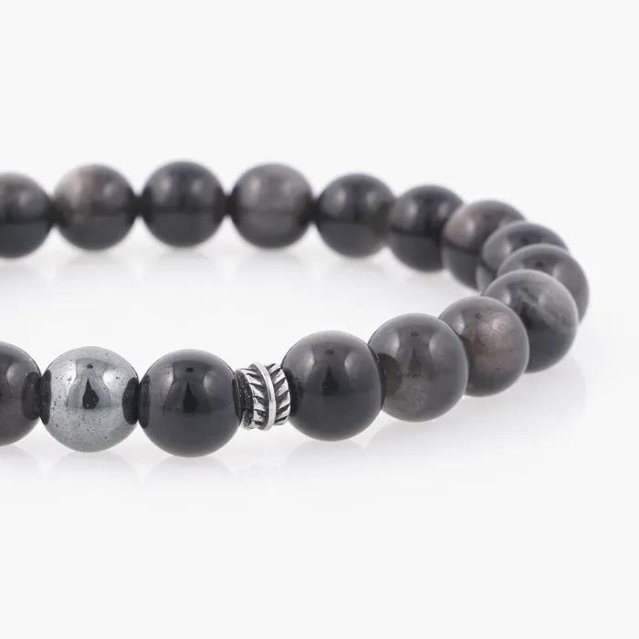 Antique Ring Point 8 Silver Gemstone Bracelet (C2501AC1229_BK)