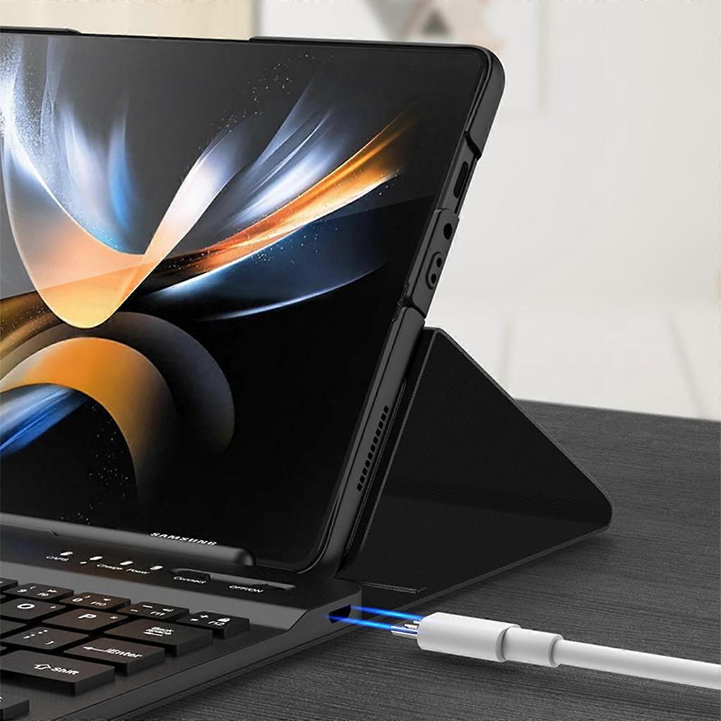Galaxy Z Fold 4 Detachable Bluetooth Keyboard, Leather Hard Keyboard Cover