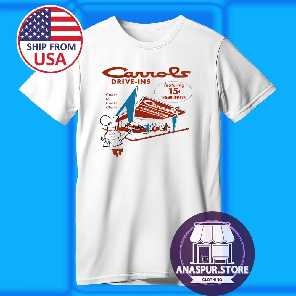 Carrolls Hamburgers Drive In Restaurant Men s White Size S-5XL 3XL