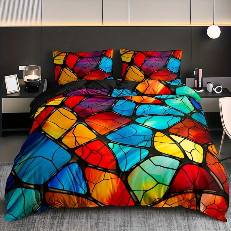 

Breathable Polyester Geometric Patern Soft with Soft Fabric Duvet Cover Set - Machine Washable Perfect for Home Dorm Decor 100*200cm Single