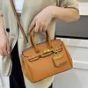 Borsa Kelly sensazione alla moda motivo litchi borsa da donna nuova borsa a tracolla versatile di grande capacità borsa portatile platino